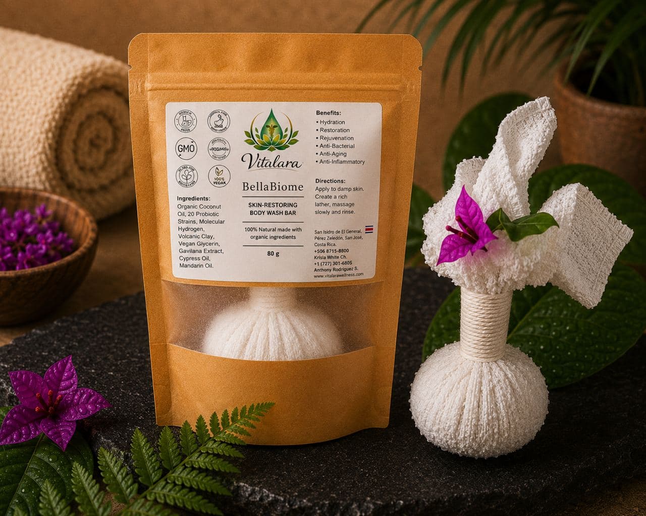 BellaBiome Skin-Restoring Pinda in its Vitalara packaging
