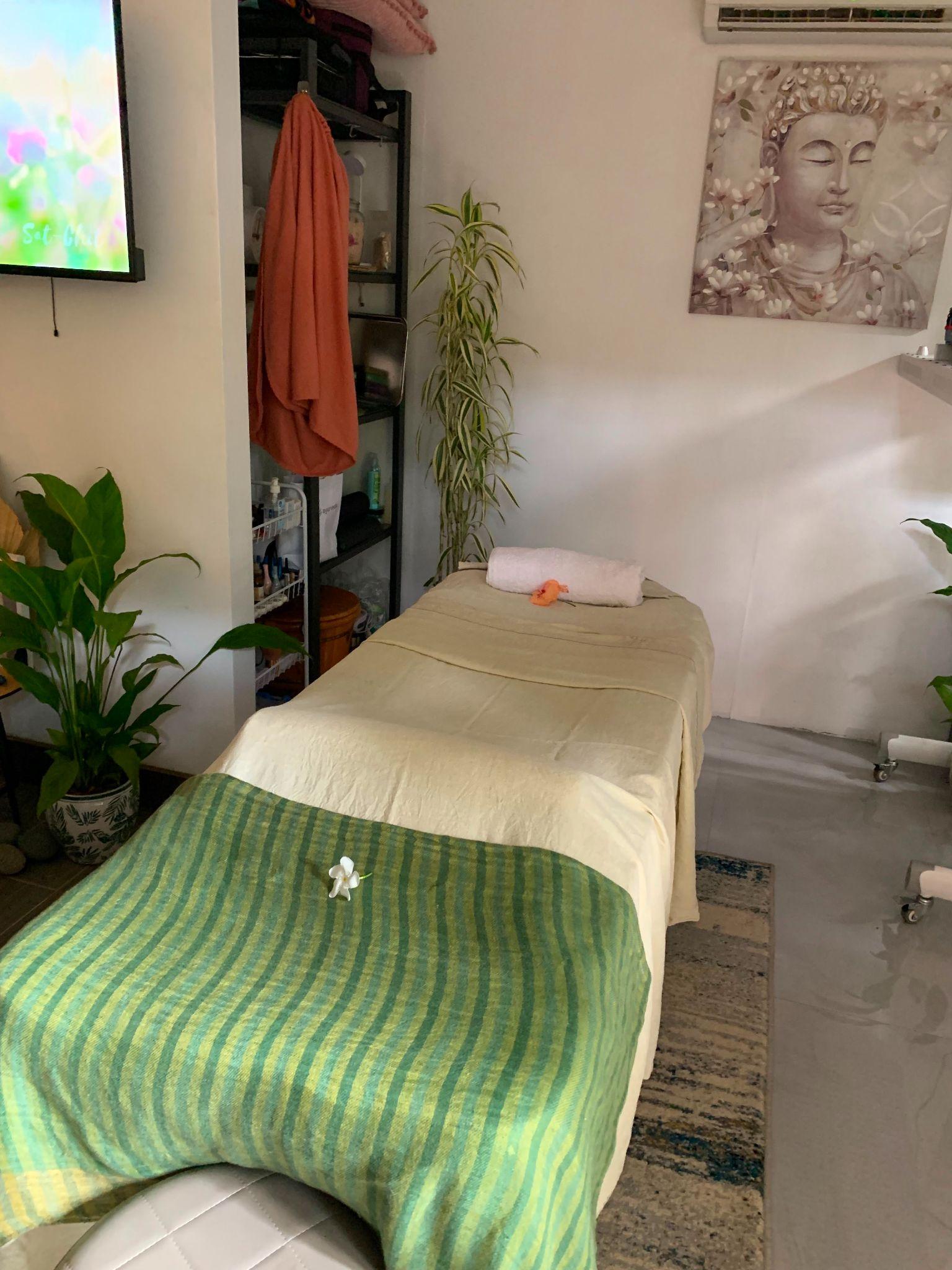 A calm massage room prepared for a Vitalara guest